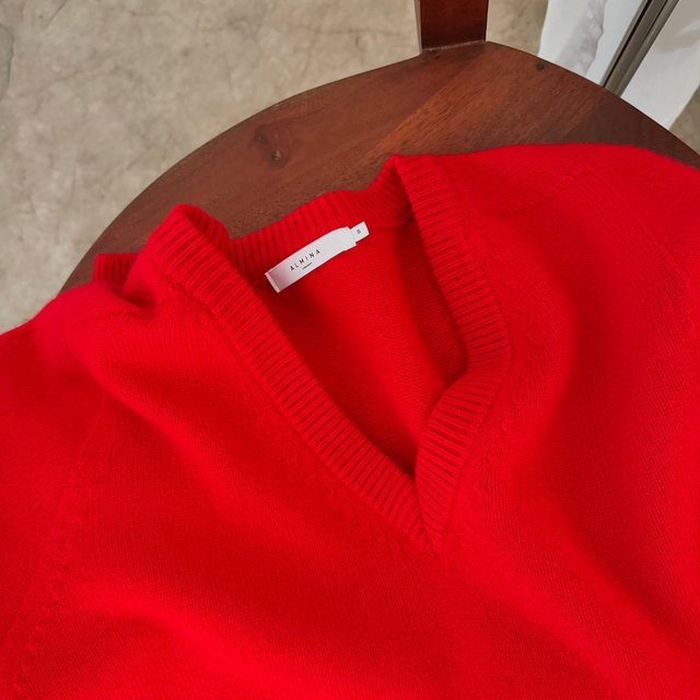 Preorder our red wool v neck sweater #fw24
