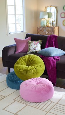 Custom Made Plush Velvet Floor Cushions - Bespoke Beanbag Style Pillows, Indoor/Outdoor Use, Duck Egg Color-941826