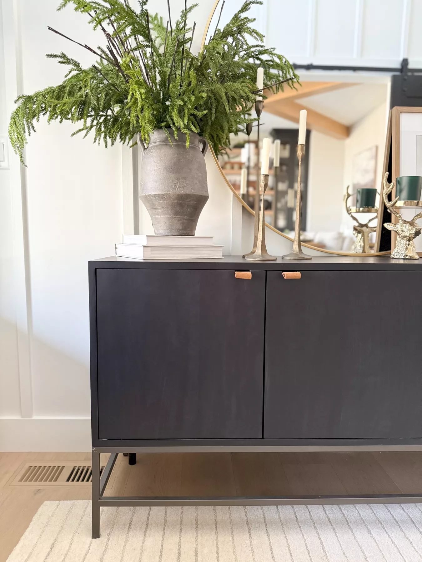 Theodore Industrial Loft Black Wood Iron Sideboard Buffet