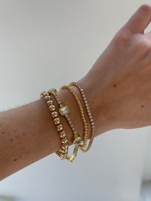 Galia Tennis Bracelet - Gold/Pavé