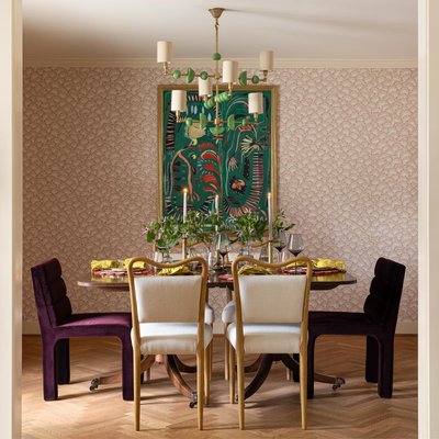 Monte Oak Wood and Rose Velvet Dining Chair - image 11 of 13