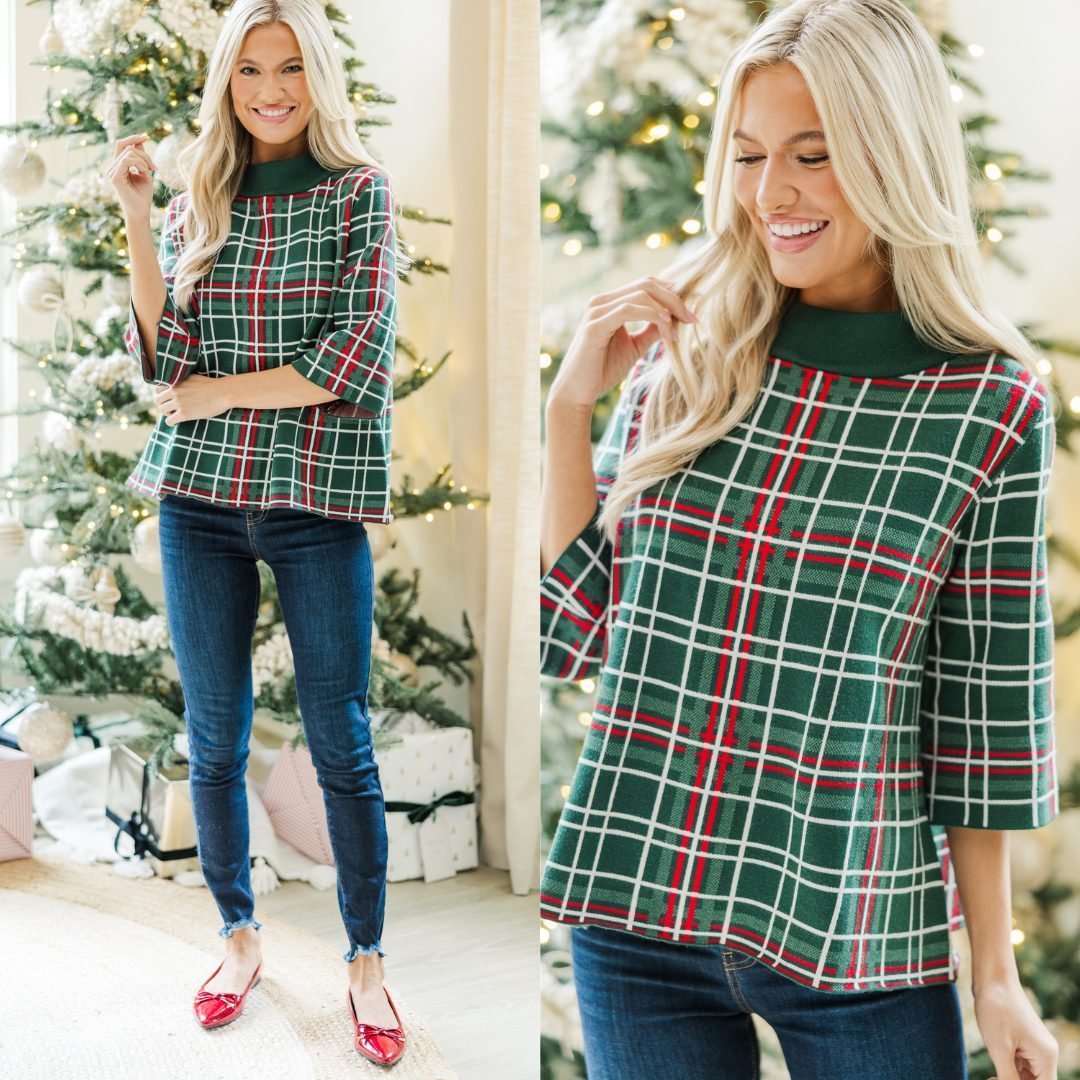 Plaid mock neck sweater best sale