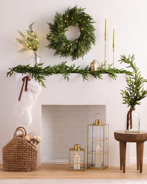 Papyrus 24" Pre-Lit Frosted Carolina Pine Artificial Wreath With Pine Cones & Warm White LED Lights, Battery Powered For Indoor/Outdoor - View #8