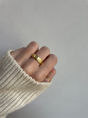 Disney 18K Gold Plated Sterling Silver Custom Block Ring Gold