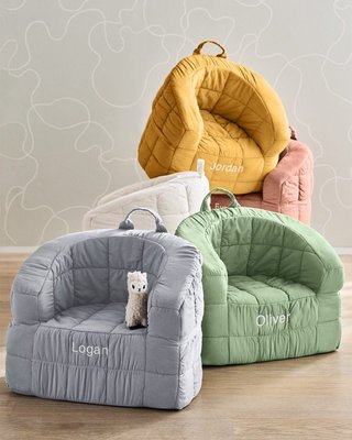 Large Savannah Yellow Kids Puffy Lounge Barrel Chair Cover - image 6 of 10