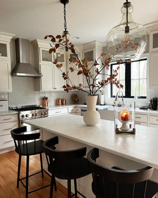 Faux Rust Leaf Branch Arrangement in Holden Speckled White Vase - image 2 of 3