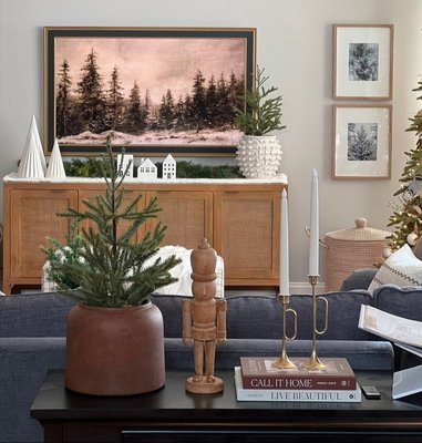 Blake 112" Light Brown Teak and Rattan Storage Media Console Set - image 9 of 12