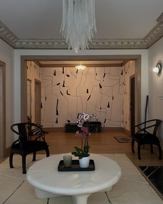 Bodene 50" Round Black Resin Coffee Table - image 11 of 13