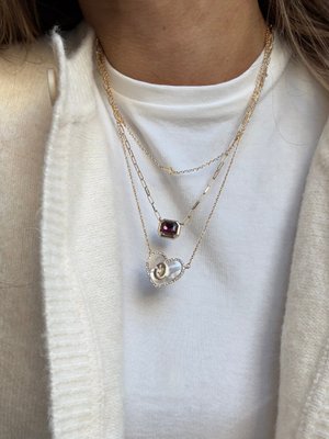 Heart Initial Pendant Necklace - Gold/Pavé