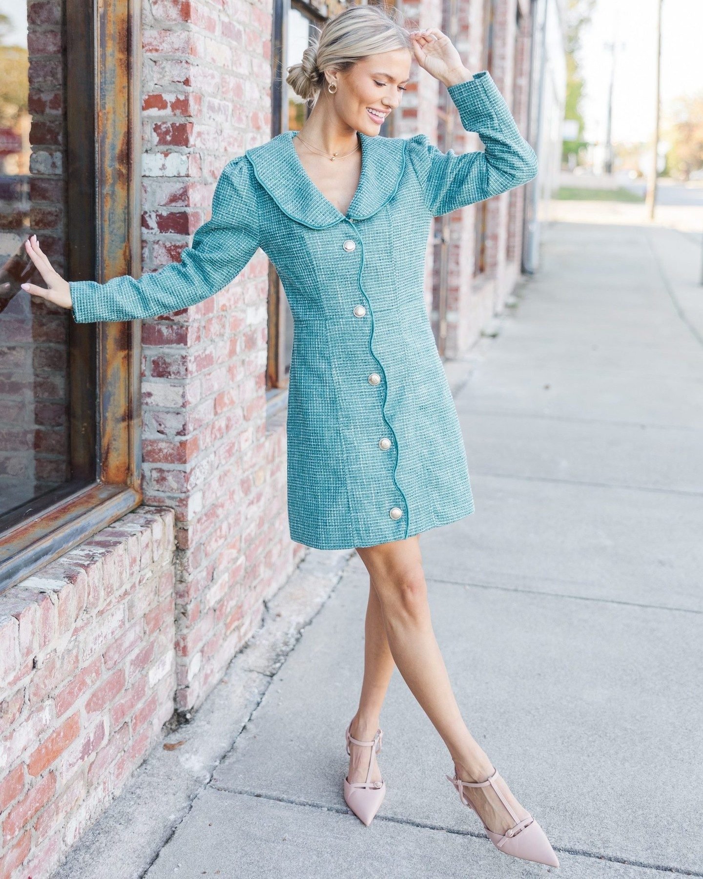 What You Want Green Tweed A-Line Dress – Shop the Mint