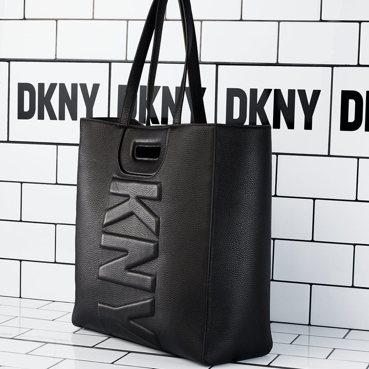 Dkny Ines Vegan Leather Logo Strap Tote Bag - Eggshell