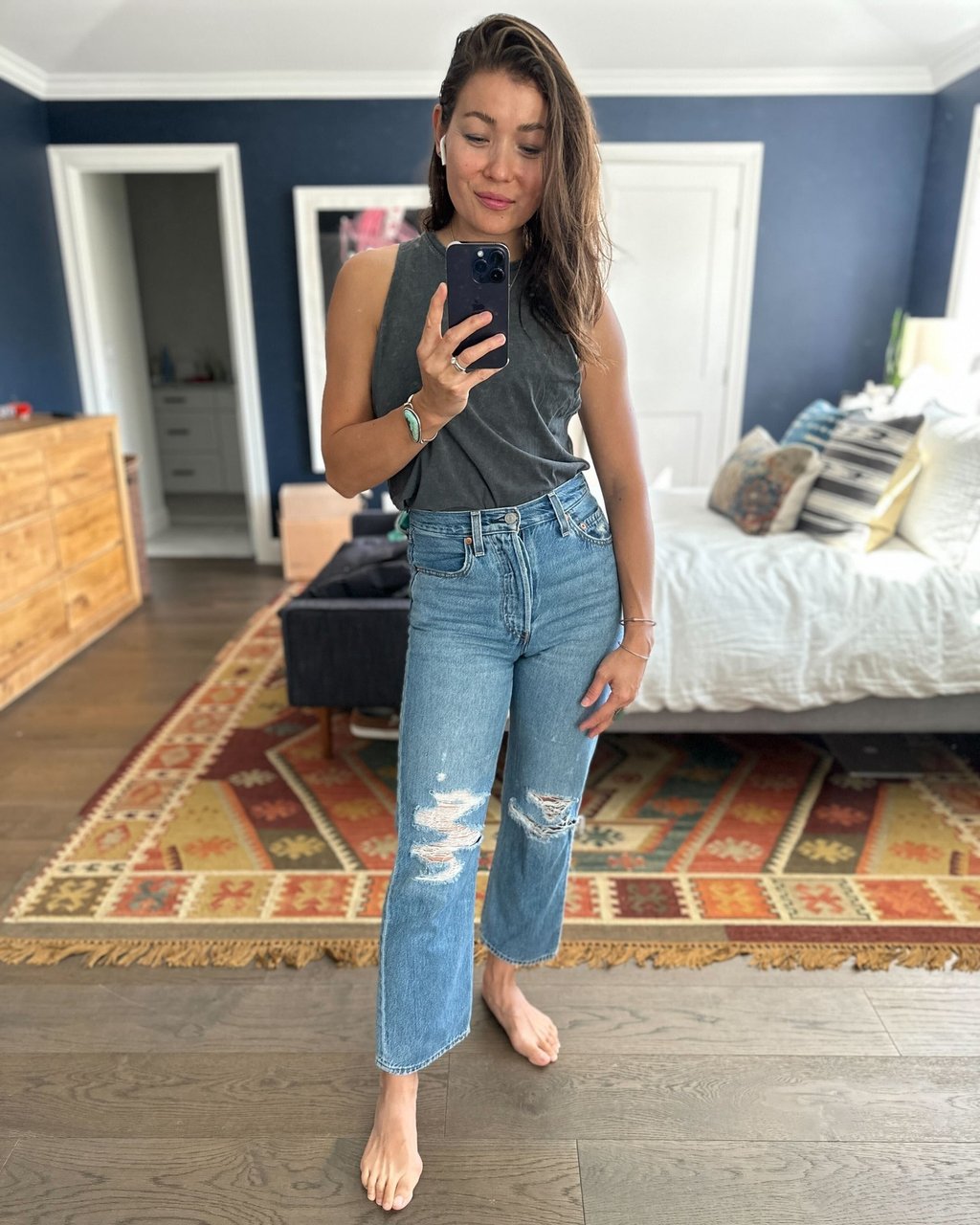 Ribcage straight ankle women's jeans deals