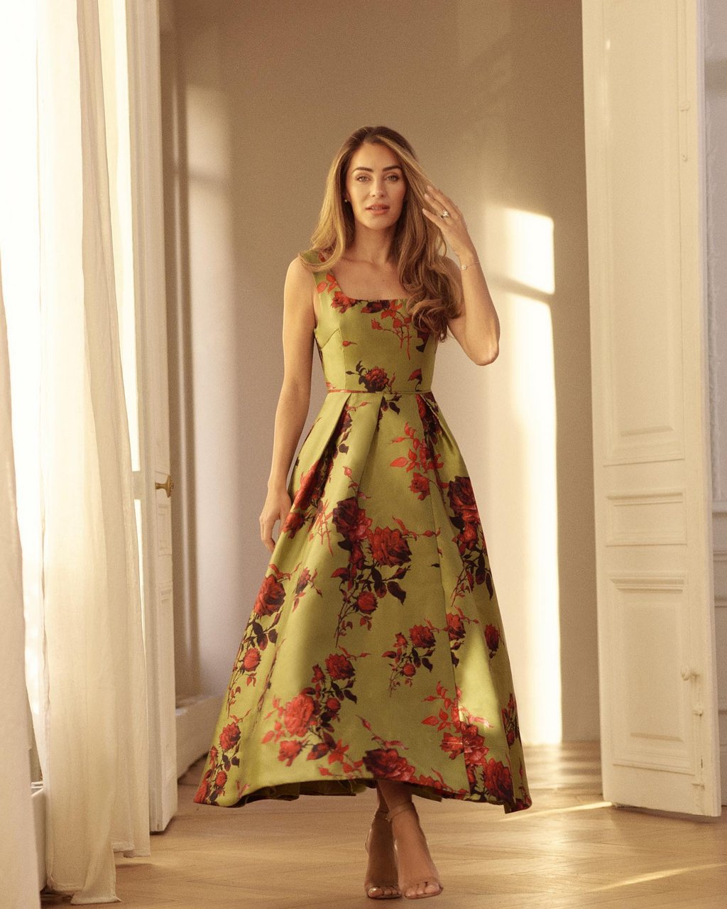 Lydia Millen Italian Wool Blend Flared Skirt Midaxi Coat