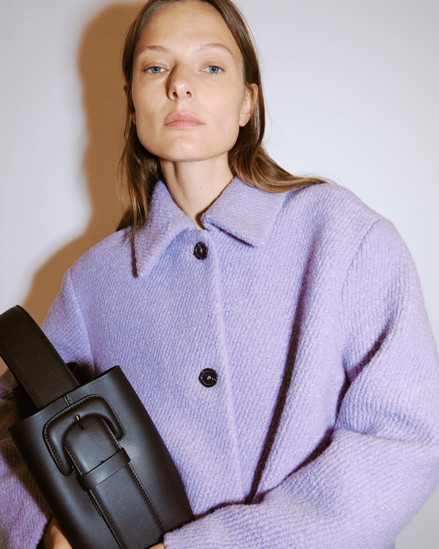 lilac boucle coat
