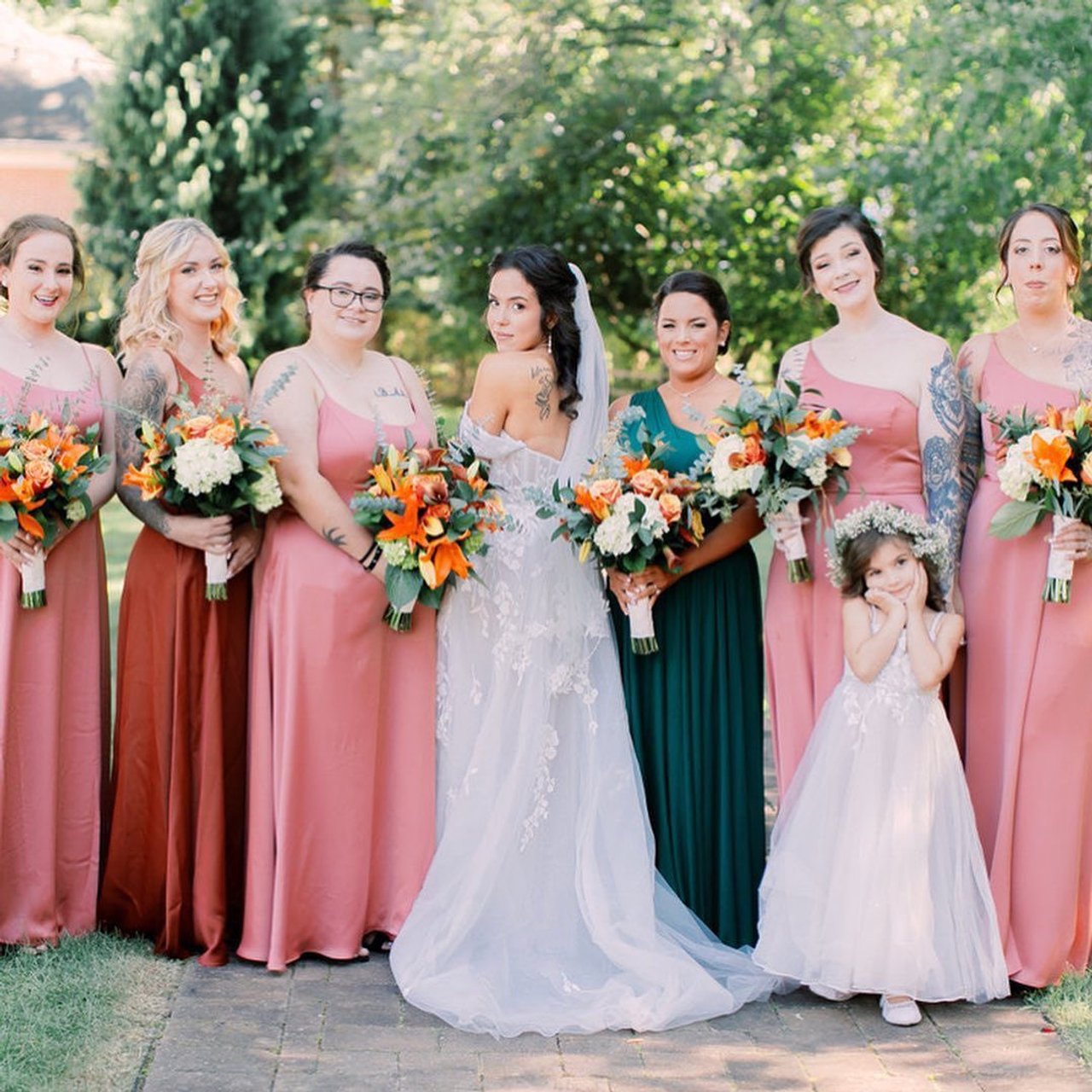 Coral bridesmaid sales