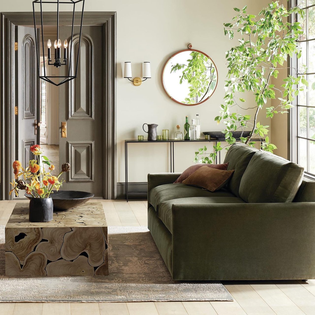 Arhaus velvet sofa deals