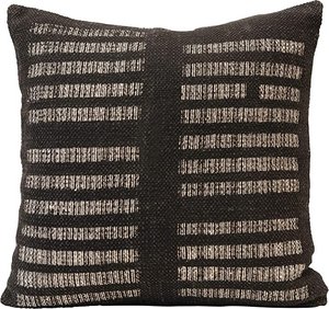 Creative Co-op Tufted Lumbar Pillow with Chambray Back | Wool Blend