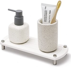 Momo Lifestyle Bathroom Sink Fast Drying Stone Sink Caddy Drying Rack Accessory Organizer Diatomaceous Earth Bottle Drying Rack Dish Sponge