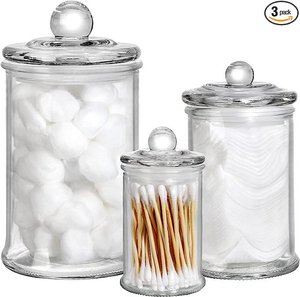 Mantello Glass Apothecary Jars Clear Small Set of 3