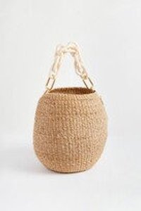 Clare V Pot De Miel Top Handle Straw Basket Bag In Cream W/ Peal Handle