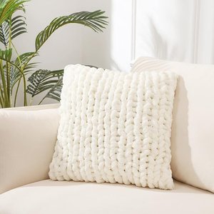 Home Brilliant 18x18 Pillow Cover White Decorative Throw Pillows Set of 2  Soild Couch Pillow Cases for Sofa Bedroom Car 18 x 18 Inch 45cm, Pearl Ivory